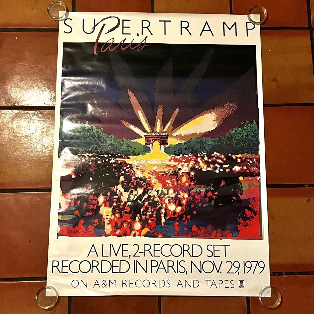 Vintage 1979‎ A&M Records Supertramp Paris Poster 29.5" x 40"
